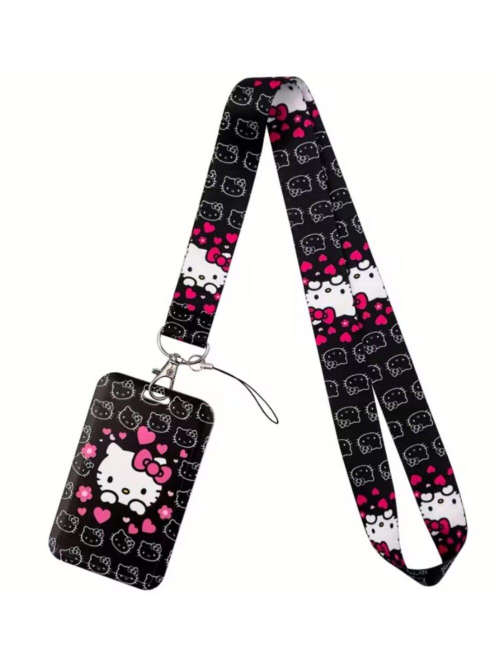 Hello Kitty Lanyard ID Badge Holder Card Holder School Office Neck Strap Black